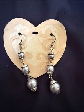Brighton Gray Pearl Drop Dangle Earrings
